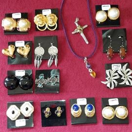 Earrings, etc.  Bottom row second from left are amber.