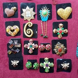 Some of the costume jewelry.  Heart in upper left has red Swarovski crystals