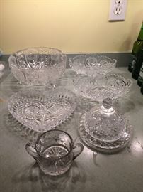 Hofbauer The Byrdes Heart Dish (we have 2) with other assorted cut and pressed crystal as well as vintage 