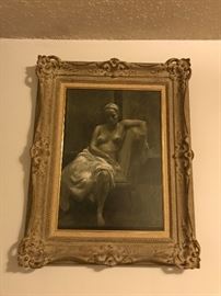 Charcoal Life Drawing - signed framed and under glass