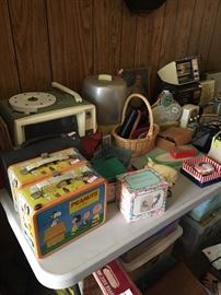 Vintage show and tell, lunchboxes, vintage canning, vintage alarm clocks, vintage whiskey bottles