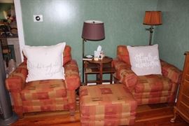 Temple Club Chairs and ottoman