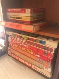 Vintage board games including' Jeopardy, The Cattlemen, Emergency!, Battleship, Payday and The Dukes of Hazzard