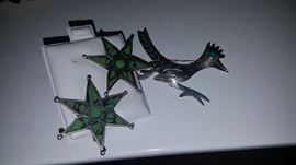 Sterling earrings and pin