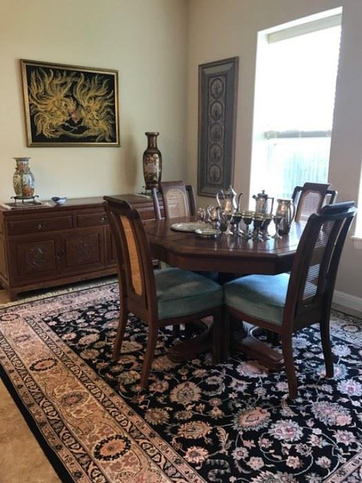 Dining Table, Large Rug, Hand Carved Furniture, Batiks