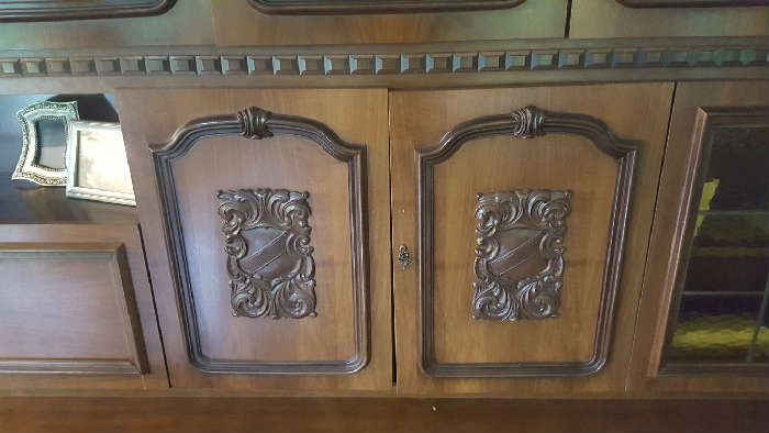 Carved wood entertainment center - $500