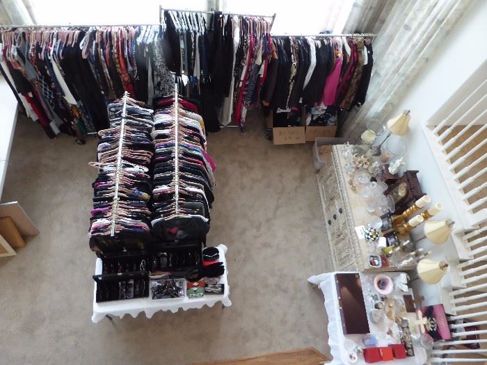 Racks of women's clothing - most new with tags!  Current styles, name brands,