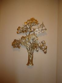 Mid Century large wall brass tree 