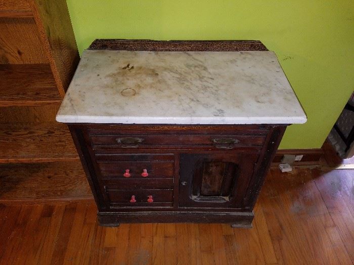 ANTIQUE MARBLE TOP CHEST