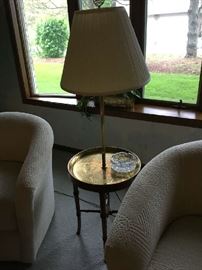 Brass top Floor lamp with table