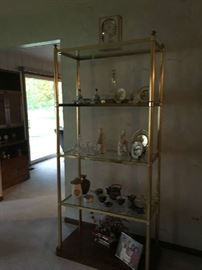 Brass wood and glass curio