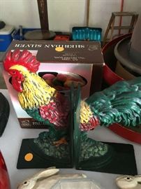 Wrought iron Chicken book ends