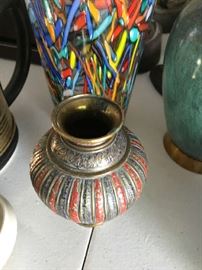 Copper enamel vase