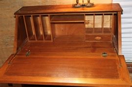 Beautiful Vintage Wood-Carved Secretary Desk
Beautiful Asian carvings. Very intricate. Top opens up to desktop w/ removable organizing shelves and a drawer. Features 4 intricately carved drawers. Overall good condition with some surface wear. 42”Tall x 27”wide x 17”deep. With desktop opened, 30”deep.