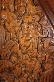 Beautiful Vintage Wood-Carved Secretary Desk
Beautiful Asian carvings. Very intricate. Top opens up to desktop w/ removable organizing shelves and a drawer. Features 4 intricately carved drawers. Overall good condition with some surface wear. 42”Tall x 27”wide x 17”deep. With desktop opened, 30”deep.