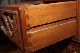 Beautiful Vintage Wood-Carved Secretary Desk
Beautiful Asian carvings. Very intricate. Top opens up to desktop w/ removable organizing shelves and a drawer. Features 4 intricately carved drawers. Overall good condition with some surface wear. 42”Tall x 27”wide x 17”deep. With desktop opened, 30”deep.