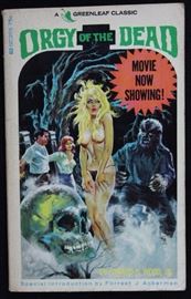 "Orgy of the Dead" Paperback - RARE BOOK!
1966 copy of the paperback movie novelization of schlockmaster Edward D. Wood Jr. Very collectible and valuable. A rare cult-classic book. Overall good condition.