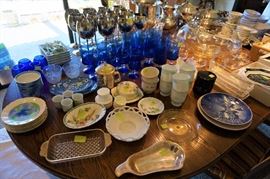 glassware, goblets, dishes, serving pieces, silverplate