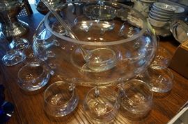 Mid century punch bowl set