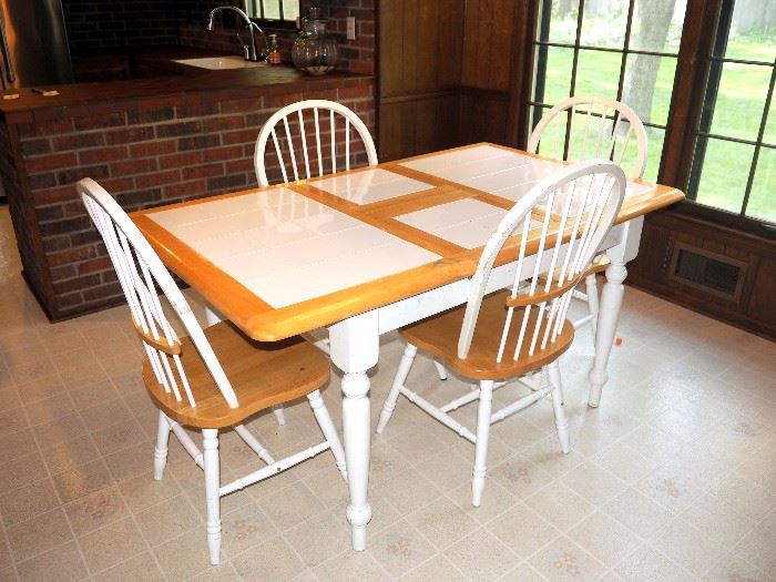 A-America Tile Top Kitchen Table With 6 Chairs, Table: 30"H x 36"W x 60"L