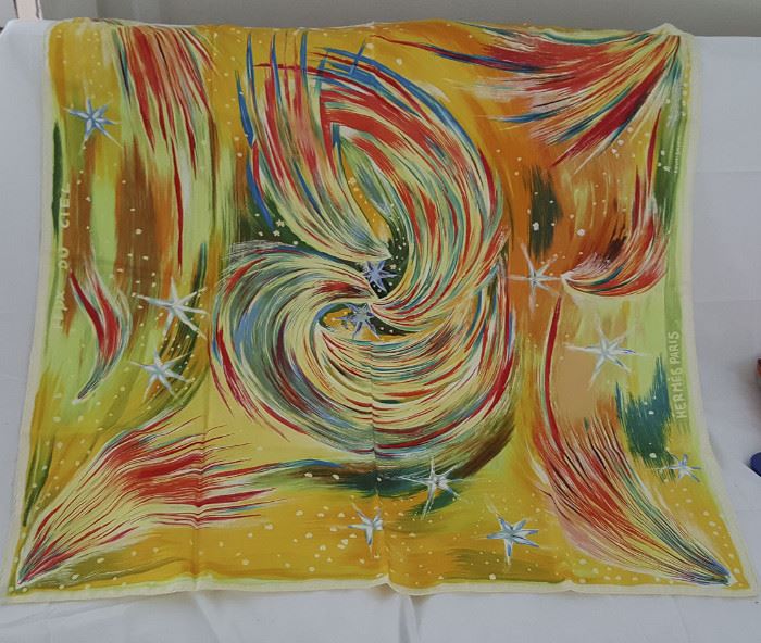 MVT056 Hermes Silk Scarf - Kwumi Sefedin "Feux Du Ciel" Yellow
