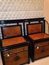 Queen Asian style bed with two matching nightstands