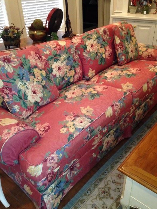 Long floral sofa
