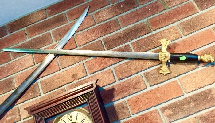 ANTIQUE ORNATE MASONIC KNIGHT'S TEMPLAR CEREMONIAL SWORD AND SCABBARD