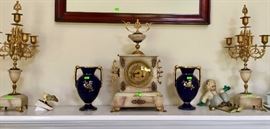 Large French Marble Crystal Regulator Clock Garniture 19 C Bailey Banks Biddle