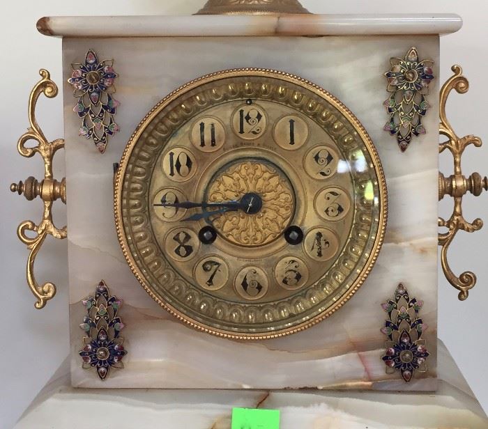 Large French Marble Crystal Regulator Clock Garniture 19 C Bailey Banks Biddle