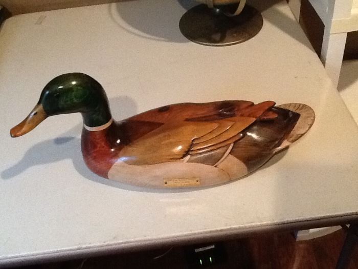 Signed Presentation mallard decoy carved and painted by Hersey Kyle in 1983. 