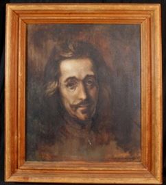 317a  Oil on canvas of man in wood frame, 30 x 27, signed Maurice Weisenburger