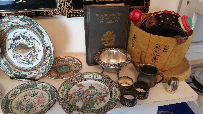 chinese porcelains, collectibles-sterling pieces including Kirk repousse sauce boat