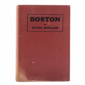 Upton Sinclair Signed Book COA: An Upton Sinclair autographed copy of Boston. The publication date on this novel is 1928. He wrote, “To Albert Mordell These characters were made by a better Creator than I. (then he signed his name)”. His signature was authenticated by JSA; a full letter is provided that has a picture of the signature, their sticker is not on the book, it’s on the letter. This book is Volume 1. Upton was an American novelist, winning a Pulitzer Prize for Fiction in 1943.