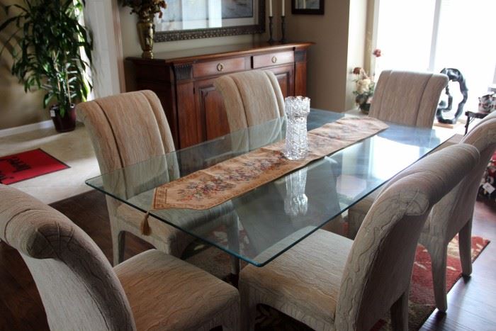 Contemporary Glass Top Dining Table & Chairs