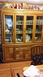 CHINA CLOSET 
STEMWARE, DISHES.