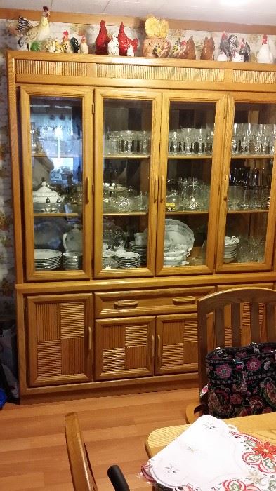 CHINA CLOSET 
STEMWARE, DISHES.