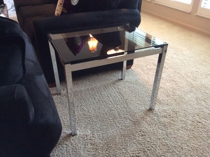 MCM glass and chrome end table