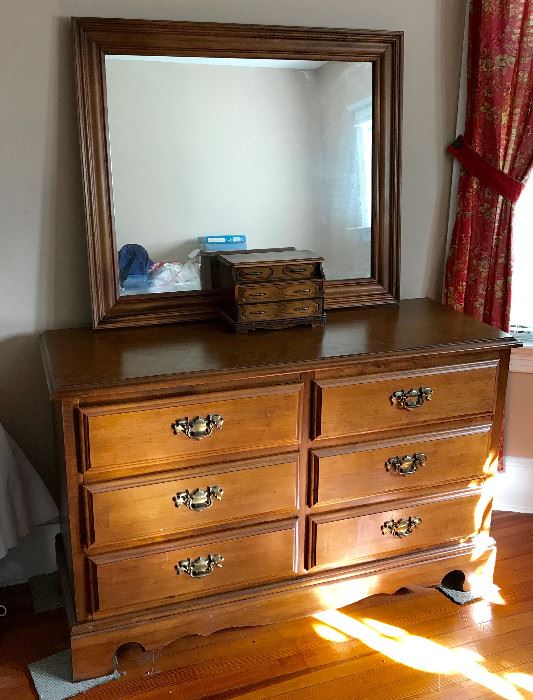 Maple Dresser and Mirror