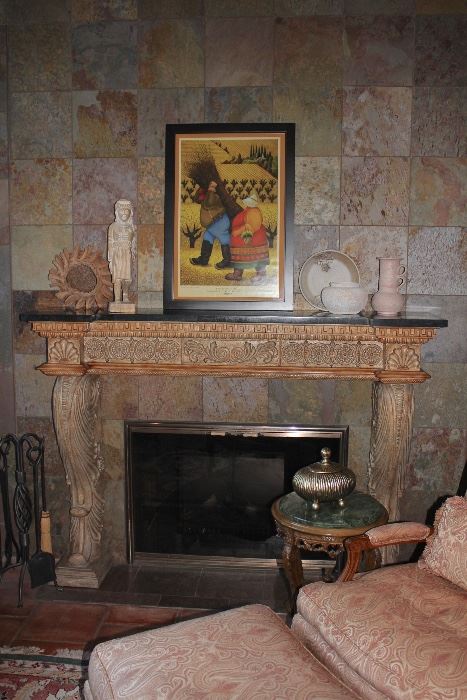 Fireplace Mantle with Decorative