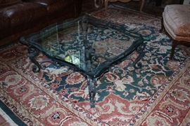 Rug and Metal & Glass Coffee Table