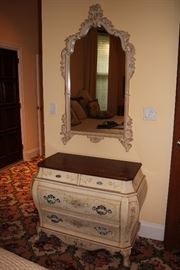 Stenciled Cabinet and Mirror
