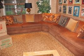 Sectional and Decorative Pillows, Lamp and Decorative