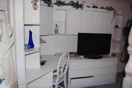 White Bedroom Set and Flat Screen TV