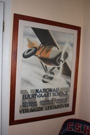 Framed "Natinale Luchtvaart School" Aviation Poster