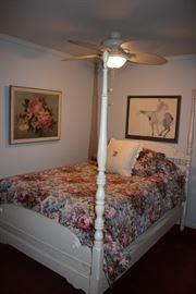 White 4 Poster Bed and Art