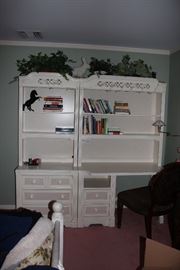 Bedroom Set - Hutch and Desk with Hutch with Books and Decorative
