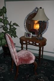 Small Vanity, Chair, Lamp and Mirror