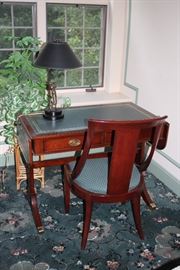 Pedestal Desk, Chair and Lamp
