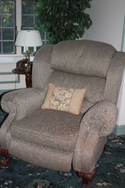Recliner, Decorative Pillow, Side Table and Lamp